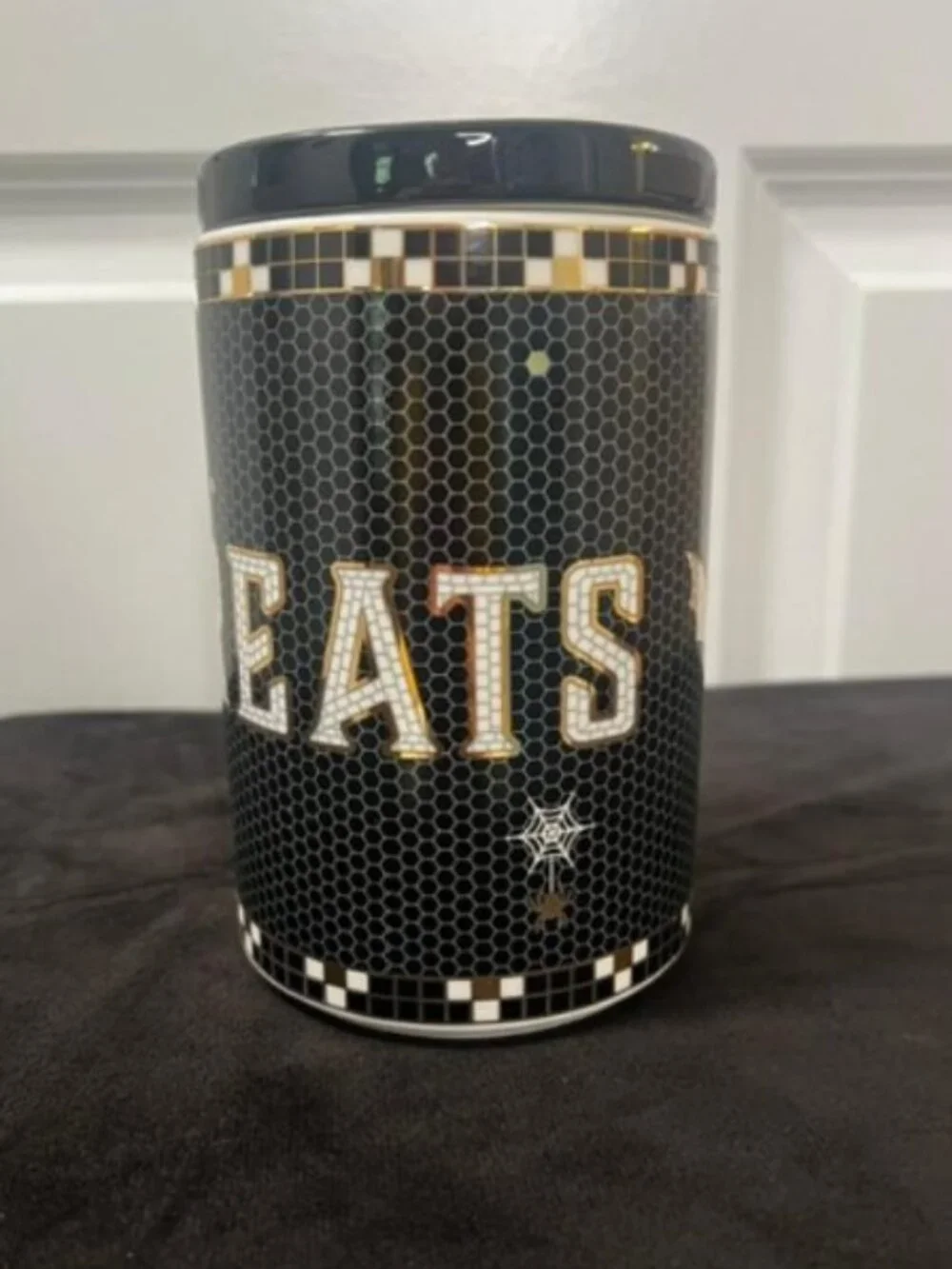 Anthropologie Bistro Tile Stoneware Canister: Halloween Edition – Treats - NWT